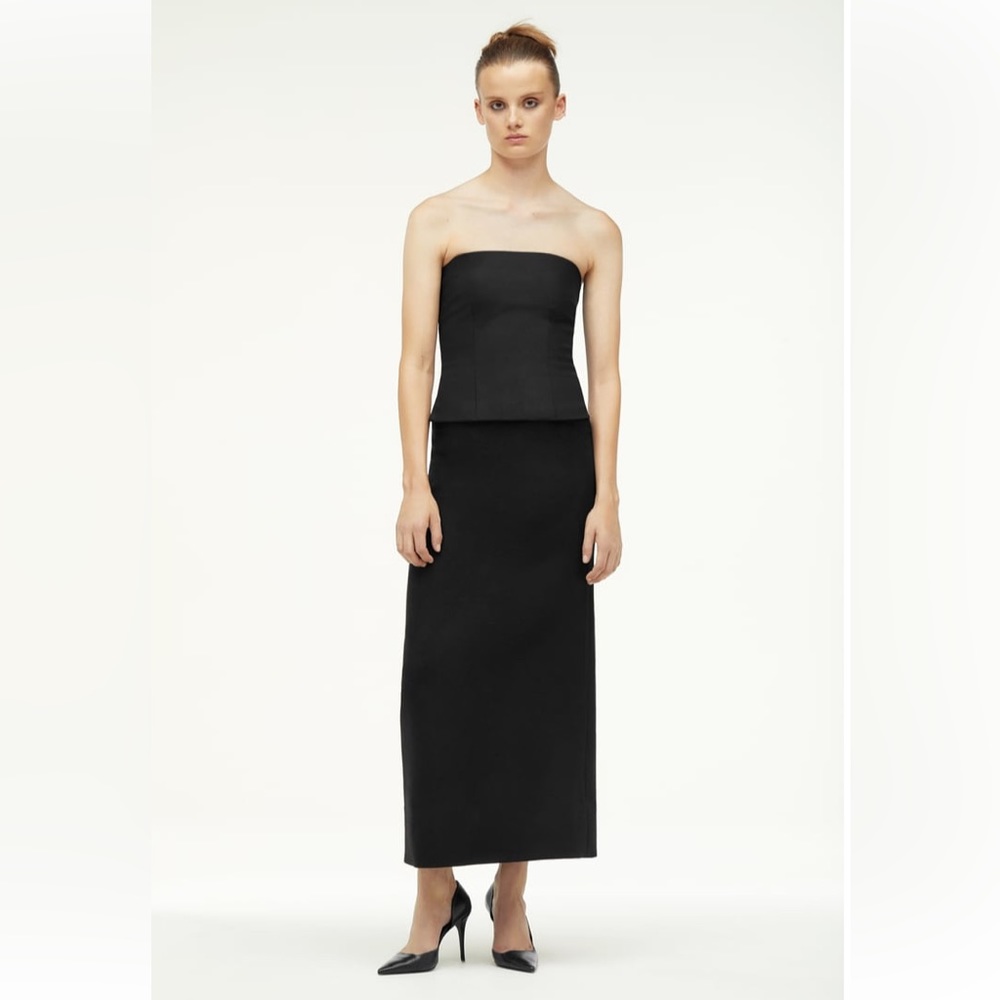 Narciso Rodrigues for Zara high waisted Wool Blend maxi Black Skirt Sz.S